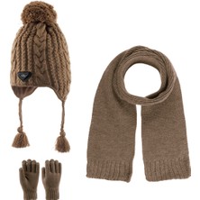 Kitti 4-8 Yaş Erkek Bebek & Çocuk  Atkı Bere Eldiven 3'lü Takım