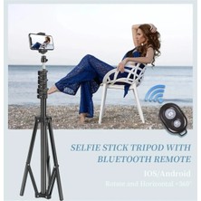 Bluetooth Kumandalı 210 cm Tripod Telefon Tutuculu Selfie Çubuğu, Telefon, Kamera, Lamba, Tripodu