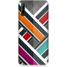Karizma Tablo Huawei P Smart Pro Uyumlu Silikon Kılıf Renkli Pastel Şeritler