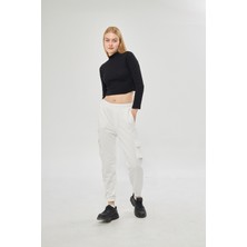giyadda  Beyaz Jogger Kargo Cepli Pantolon - Eşofman Altı