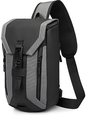 Ozuko 9334 Outdoor USB Şarj Portlu Crossbody Göğüs Çantası Koyu Gri