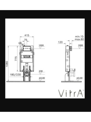 VitrA Gömme Rezervuar - Ince Metal Ayaklı 12CM - 2.5/4lt Yıkama ve Sirius Kumanda Paneli Seti 742-1851-02