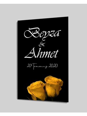 MiraLive Düğün Nişan Tarih Cam Tablo