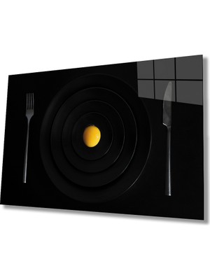 MiraLive Siyah Mutfak Tabak Yumurta Cam Tablo