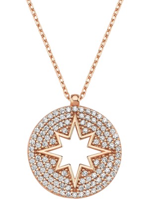 Altın Sepeti Rose Gümüş Kutup Yıldızlı Kolye