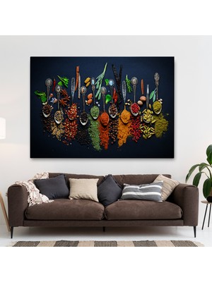 MiraLive Mutfak Masasındaki Baharatlar Dekoratif Kanvas TABLO-3715