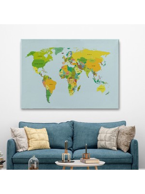 MiraLive Dünya Haritası Dekoratif Kanvas Tablo 1089