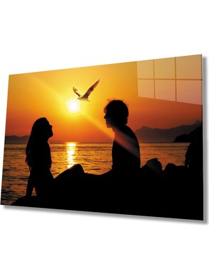 MiraLive Gün Batımında Sevgililer Cam Tablo