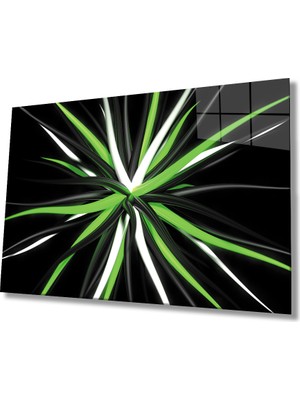 MiraLive Yeşil Beyaz Siyah Cam Tablo    Green White Black