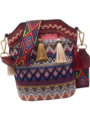 Divine Thai Hobo Çanta Omuz Çantası Çanta Hippie Boho Çanta, Kırmızı (Yurt Dışından)