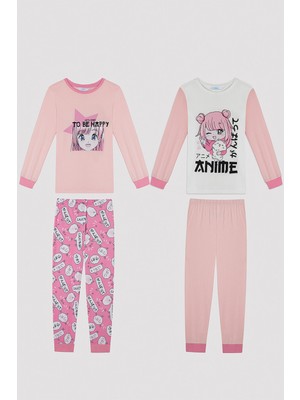 Penti Kız Çocuk Anime Desenli 2 Li Pijama Takım
