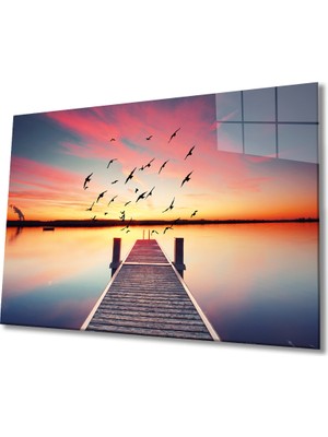 MiraLive Günbatımı Deniz  Cam Tablo, Sunset Sea