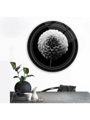 MiraLive Çiçek Yuvarlak Cam Tablo