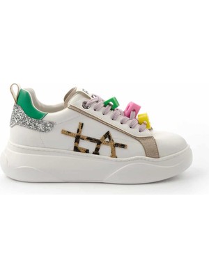 Bambi Beyaz Yeşil  Kadın Sneaker K01791071809