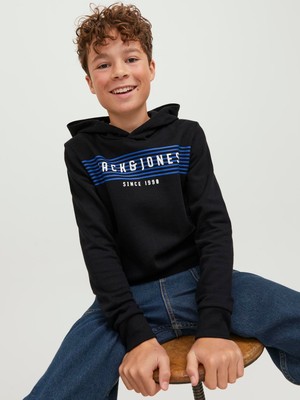 Jack & Jones Logo Baskili Kapüsonlu Sweatshirt - Çocuk