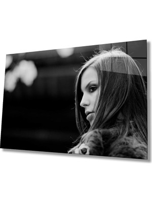 MiraLive  Siyah Beyaz Insan Fotoğrafları Kadın Cam Tablo