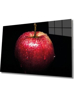 MiraLive  Kırmızı Elma Cam Tablo Red Apple Art