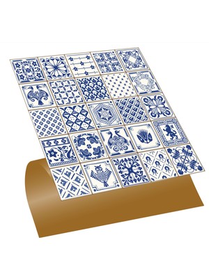 Tink Kendinden Yapışkanlı Modern Mavi Karo Desenli Pvc Karo 30X30 cm (11 Adet) 1m2