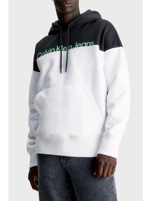 Calvin Klein Renk Bloklu Kapüşonlu Kanguru Cepli Regular Fit Sweat J30J324089YAF Erkek Sweat J30J324089 Yaf