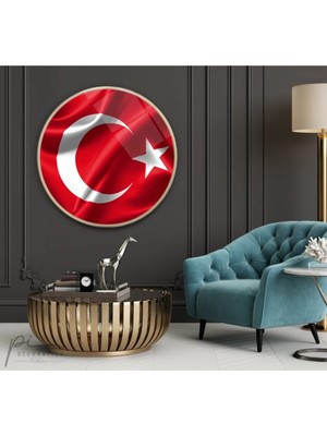MiraLive Bayrak Yuvarlak Cam Tablo