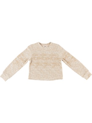 Panço Kız Çocuk Fitilli Crop Örme Triko