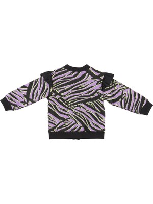 Panço Kız Bebek Zebra Desenli Fermuarlı Sweatshirt