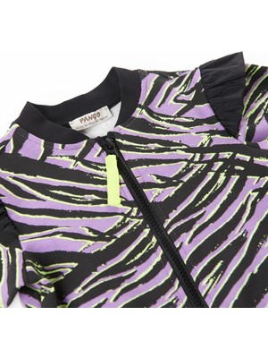 Panço Kız Bebek Zebra Desenli Fermuarlı Sweatshirt