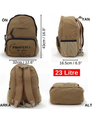 Old Cotton Cargo 7054 New North Dokato Camel Sarı Kanvas Okul 15.6'' Laptop Notebook Seyahat Sırt Çantası