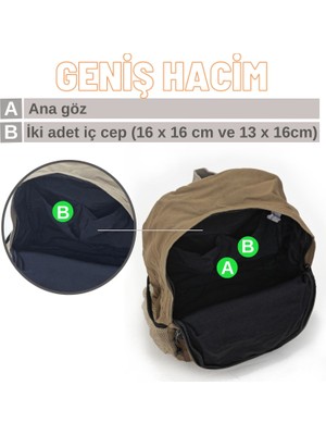 Old Cotton Cargo 7054 New North Dokato Camel Sarı Kanvas Okul 15.6'' Laptop Notebook Seyahat Sırt Çantası