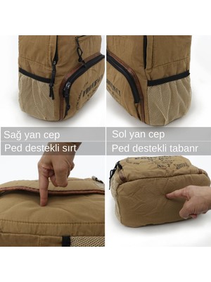 Old Cotton Cargo 7054 New North Dokato Camel Sarı Kanvas Okul 15.6'' Laptop Notebook Seyahat Sırt Çantası