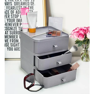 Lees home 3 Çekmeceli Gri Makyaj Kozmetik Düzenleyici Organizer