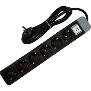 Yüksek Akım Koruyuculu  1,5metre   siyah    Grup Priz 6'lı Anahtarlı Priz 3500W