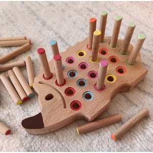 Montessori Ahşap Tak Çıkar Kirpi Rengarenk