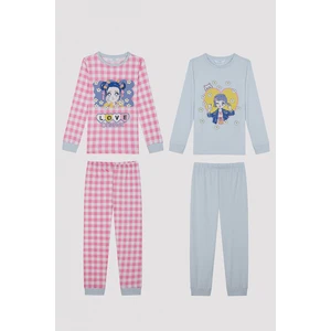 Kız Çocuğu Anime Daisy Desenli 2 Li Pijama Takımı