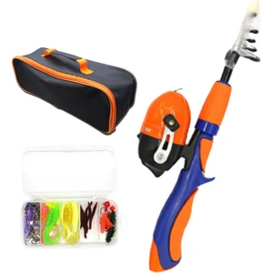 Çocuk Olta Erkek Kız Balıkçılık Açık Turuncu Için Lures ile Komple Set (Yurt Dışından)