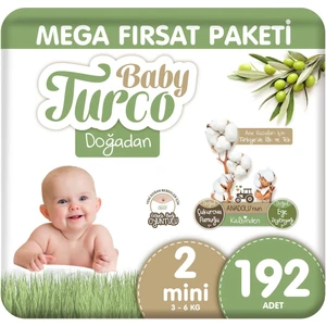 Baby Turco Doğadan Mega Fırsat Paketi Bebek Bezi 2 Numara Mini 192 Adet
