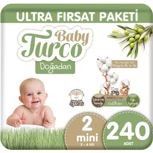 Baby Turco Doğadan Ultra Fırsat Paketi Bebek Bezi 2 Numara Mini 240 Adet
