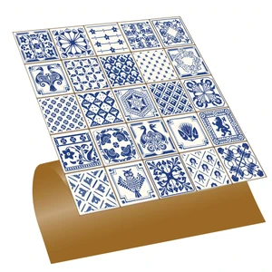 Kendinden Yapışkanlı Modern Mavi Karo Desenli Pvc Karo 30X30 cm (4 Adet) 0,36 M2