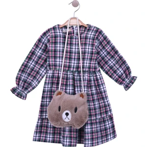 Cillop Butik Kız Çocuk Ayıcık Çantalı Kışlık Elbise