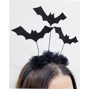 Halloween Cadılar Bayramı Yılbaşı Siyah Yarasa Taç Tül Çiçekli Parti Kostüm