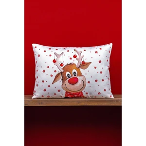 Cango Home Çift Taraflı 35X50 Kırmızı Geyik Yılbaşı Temalı Dijital Baskılı Kırlent Kılıfı -CGH1358-3550