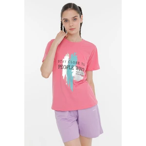 WL LAYLA 11FN17 3PR Pembe Kadın Kısa Kol T-Shirt