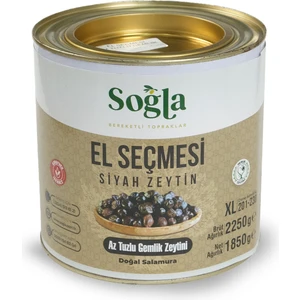 Soğla Bereketli Topraklar Doğal El Seçmesi Teneke Siyah Zeytin 1850-2250 gr