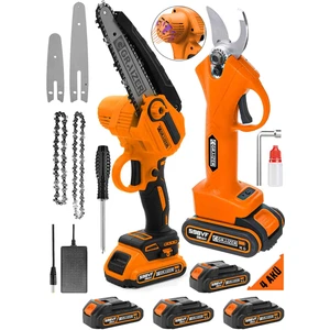 Alman 598 Vf 20 Ah 4 Akülü Yağ Pompali 2 Li Set Şarjlı Dal Ağaç Kesme Bağ Budama Makası Testere