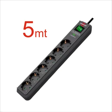 Brennenstuhl Eco Line Serisi 6 Soketli 13.500A Akım Koruyucu Priz 5