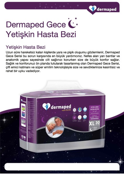 Gece Medium 85-125 cm 30'lu Bel Bantlı Yetişkin Hasta Bezi