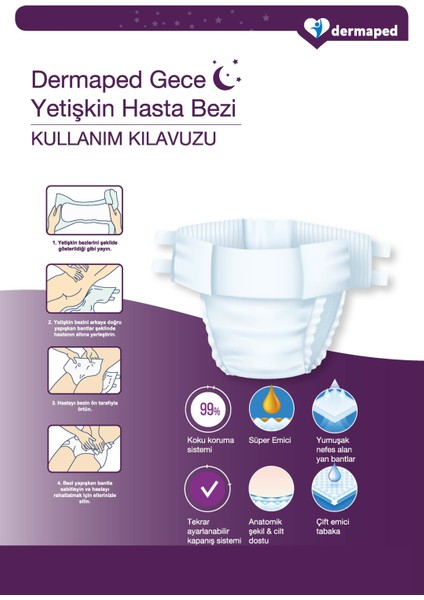 Gece Medium 85-125 cm 30'lu Bel Bantlı Yetişkin Hasta Bezi