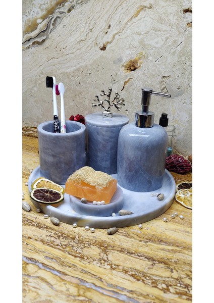 Mermer 5 Parça Banyo Seti 5'li Krom Detay Çeşitleri