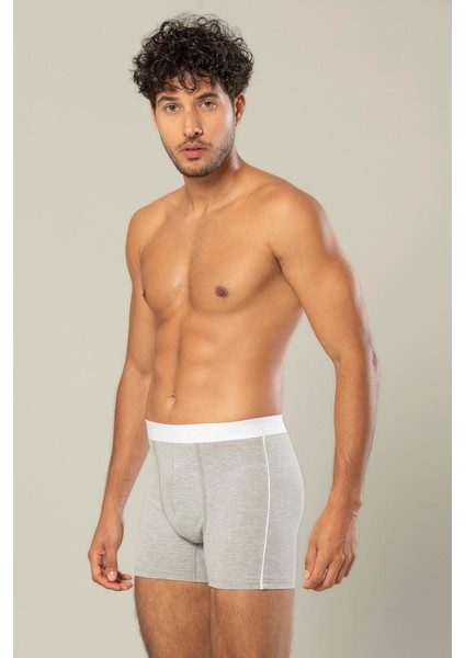 Erdem Gri Melanj Pamuk Elastan Uzun Boxer 1417
