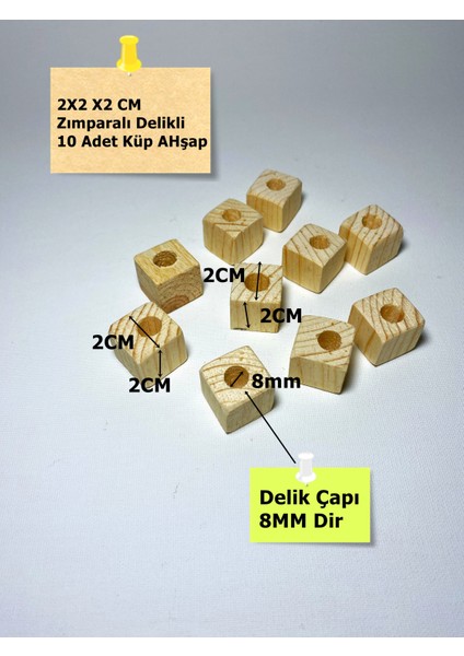 Delikli 2x2 2cm Delik Çapı 8mm Dir 10 Adet Ahşap Küp Papağan Oyuncak Tamir Parçası fiyatları